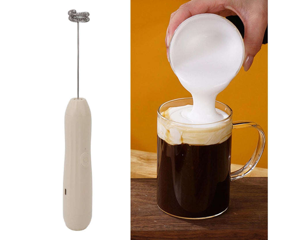 Khaki Rechargeable Milk Frother, Coffee Mixer for Lattes & Hot Chocolate