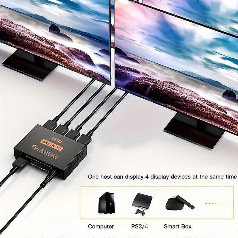1 In 4 Out 4K HDMI Splitter with AC Adapter