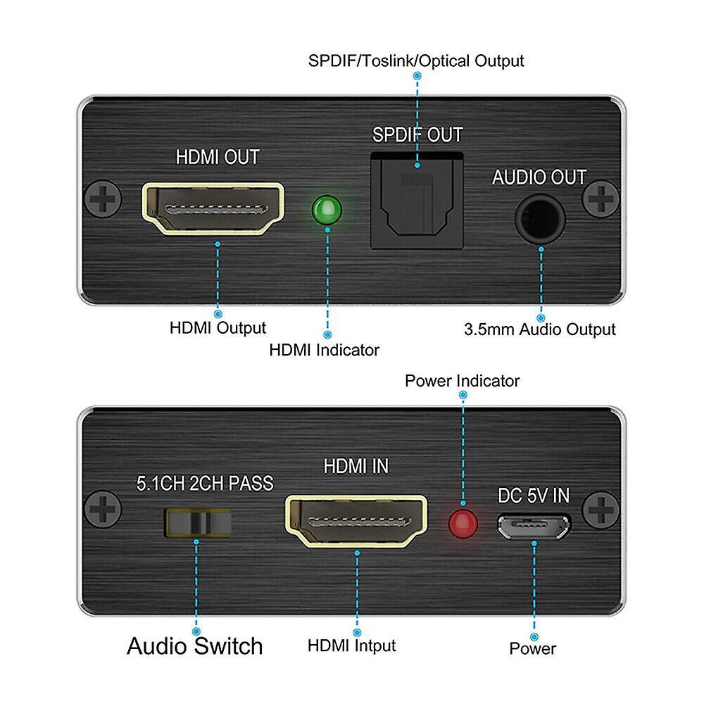 4K HDMI Audio Extractor Converter to HDMI + Optical SPDIF + 3.5mm