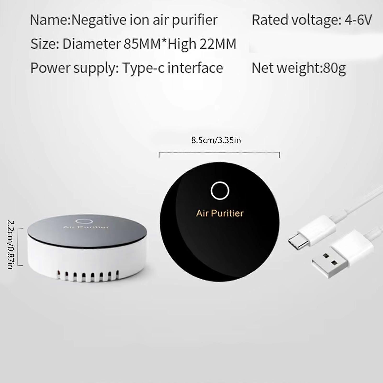 USB Rechargeable Mini Air Purifier Desk Car Portable Compact Air Cleaner