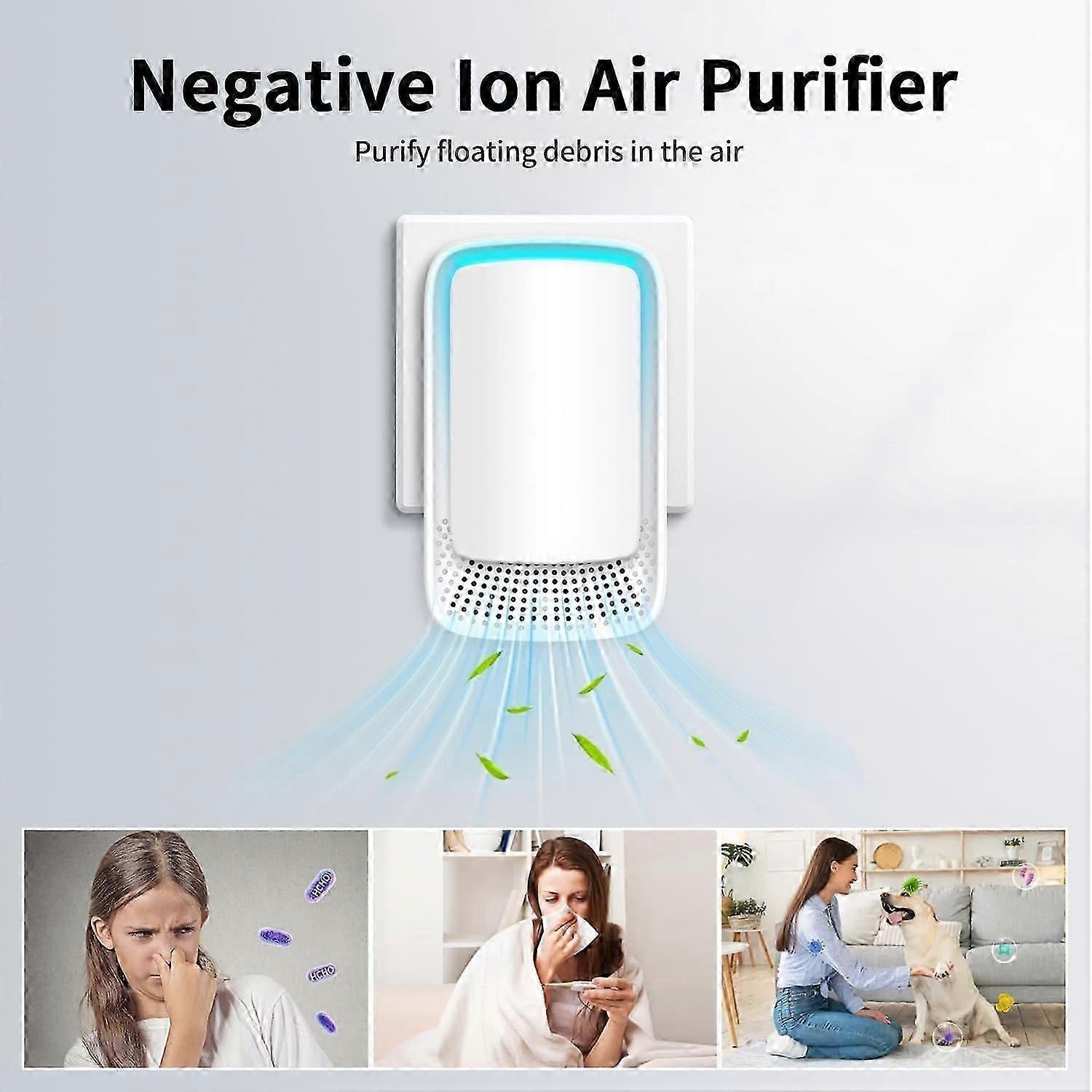 Plug In Negative Ion Air Purifier Bedroom Home Odour Smoke Remover Mini