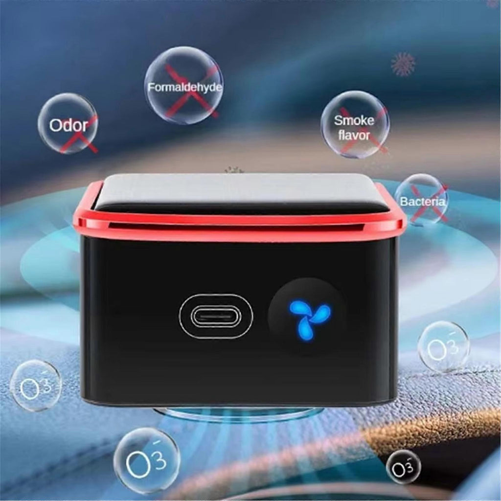 Solar Rechargeable Air Purifier Desk Car Kitchen Portable Ioniser Red