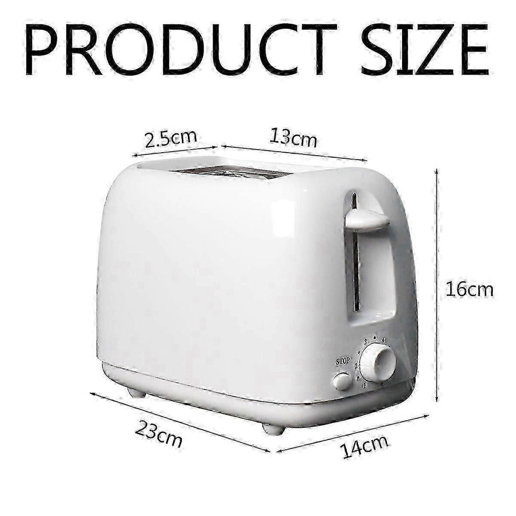 Stainless Steel 2-Slice White Toaster, Wide Slot, Adjustable Browning