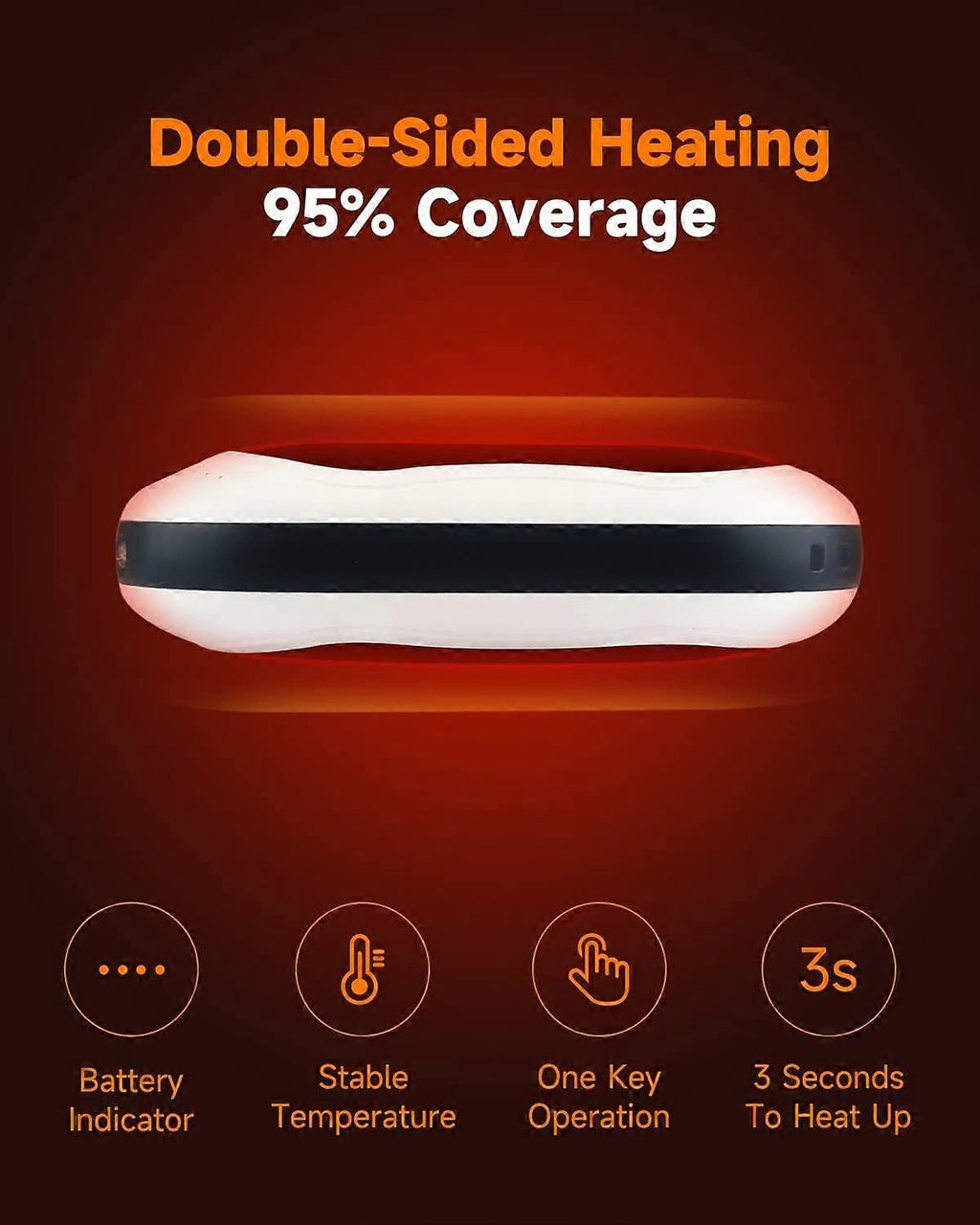10000mAh Rechargeable Hand Warmer & Power Bank - 2-Sided Heating, Portable USB