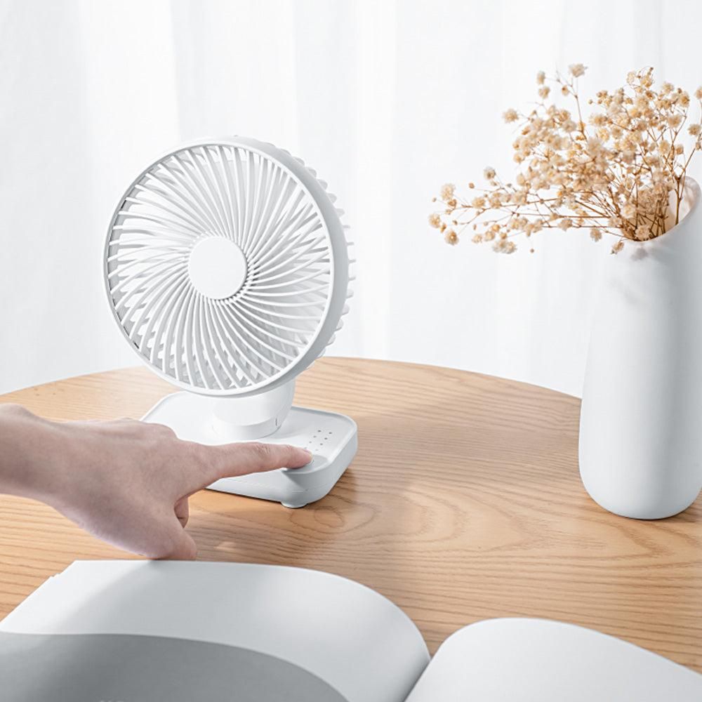 4-Speed Air Circulator Desk Fan Rechargeable Quiet Table Fan for Home Office Dorm White