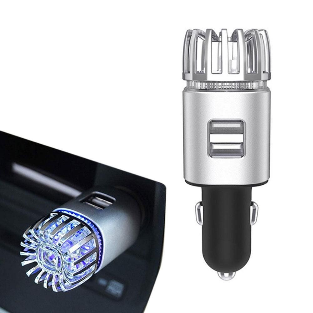 12V Car Air Purifier Car Air Freshener with Dual USB Charger Port Bronze