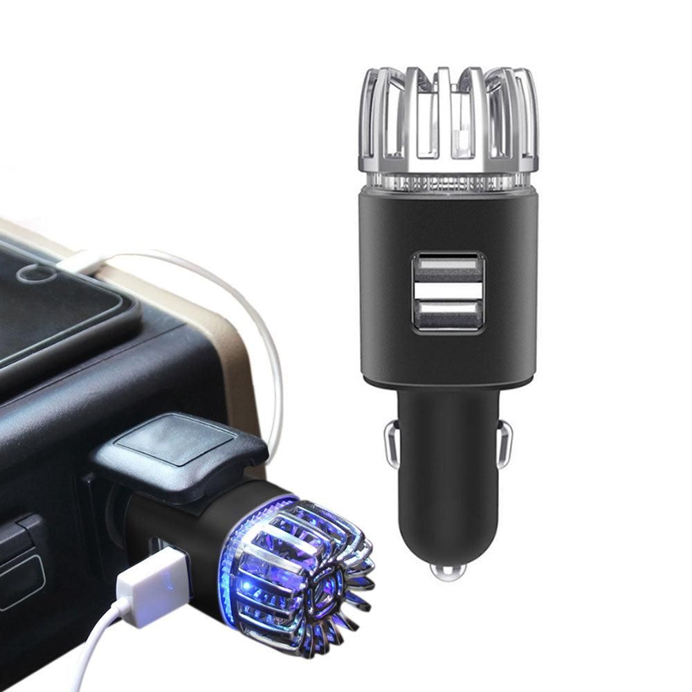 12V Car Air Purifier Car Air Freshener with Dual USB Charger Port Bronze