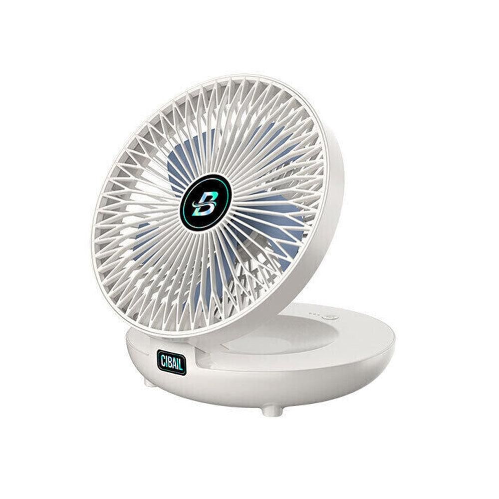 3-Speed Adjustable Air Circulator Fan Foldable Wall Hanging Fan Rechargeable Desktop Cooling Fan White