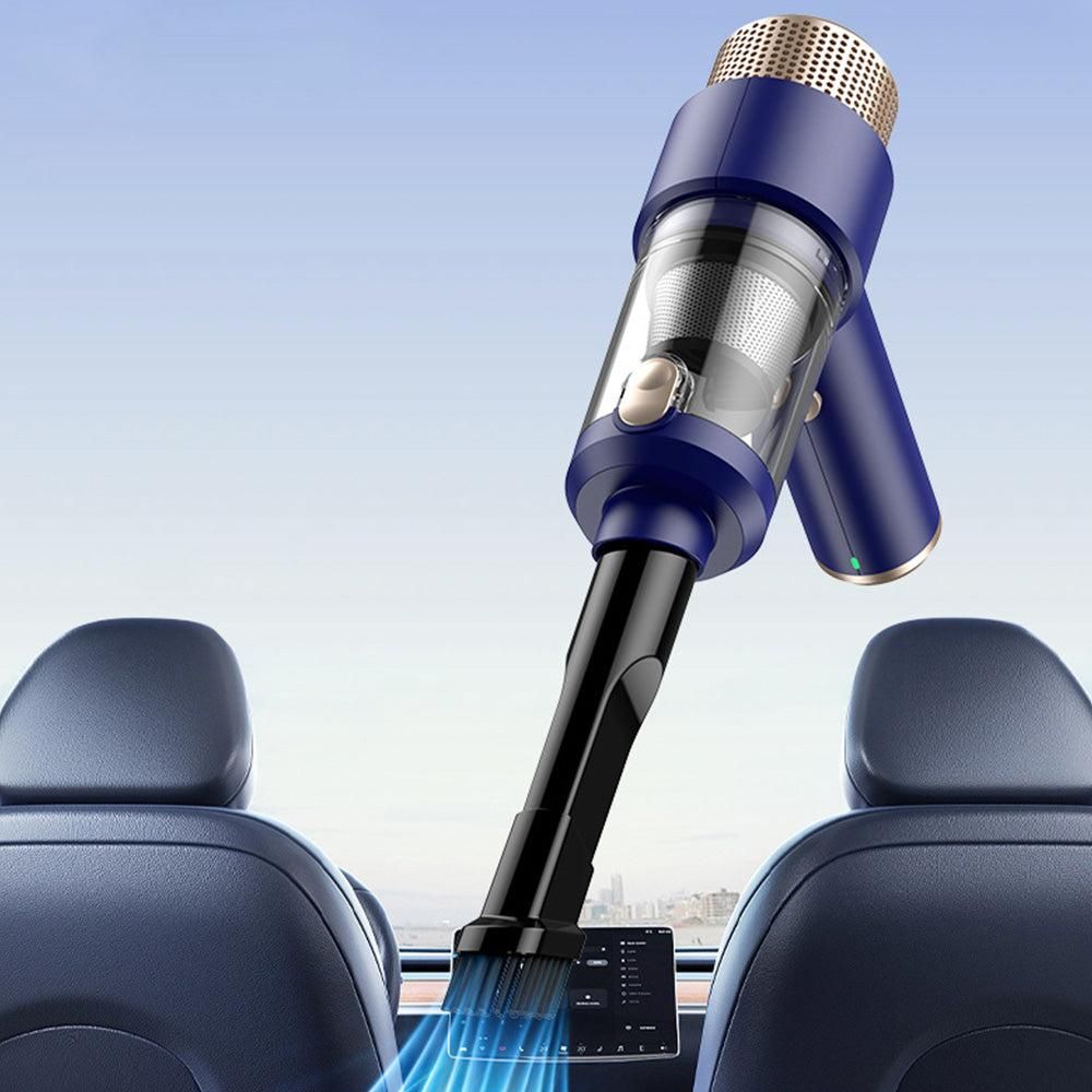 4-in-1 Handheld Car Vacuum Cleaner Portable Cordless Air Duster with LED Light for Car Home Office Blue