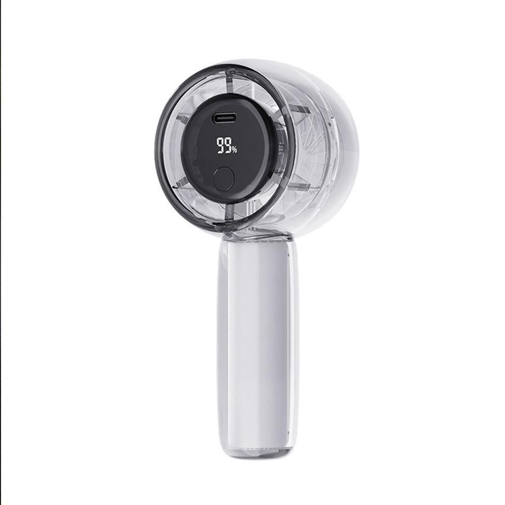 Mini Transparent Handheld Fan with LED Color Display and Rechargeable Battery Purple