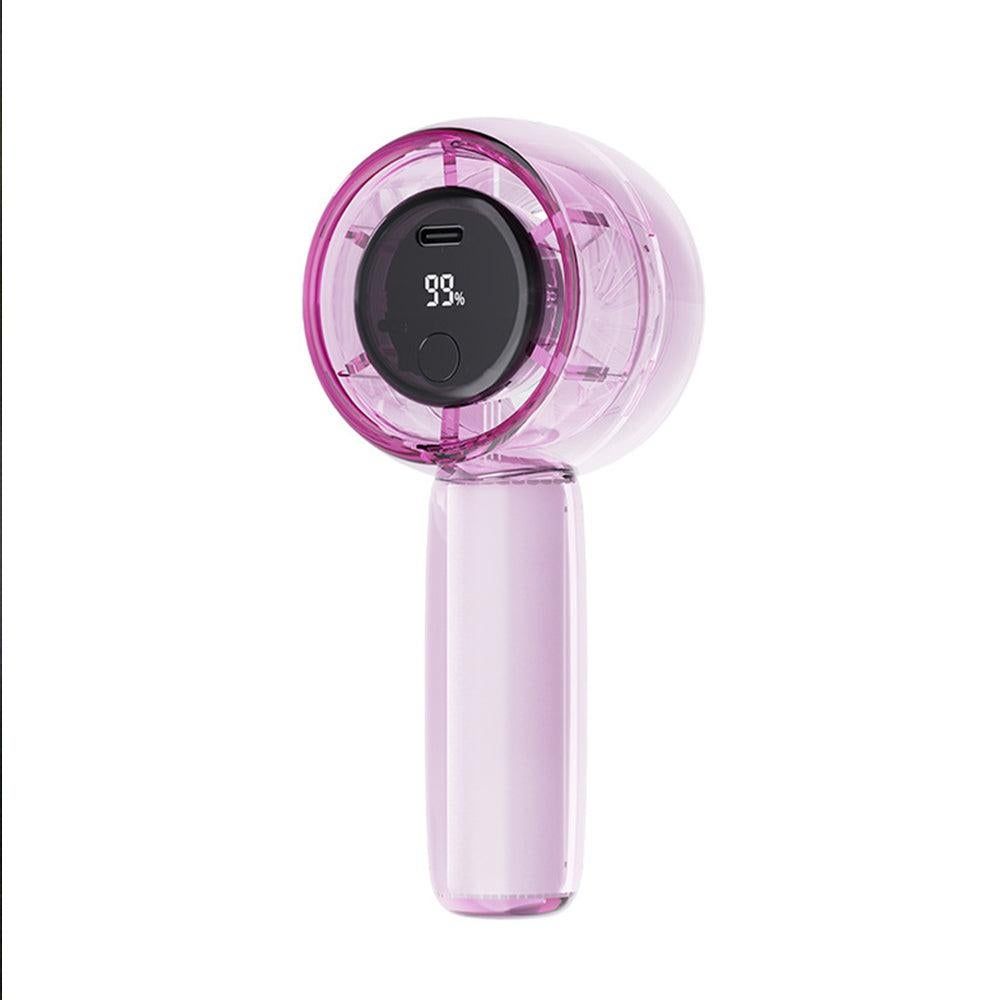 Mini Transparent Handheld Fan with LED Color Display and Rechargeable Battery Gray
