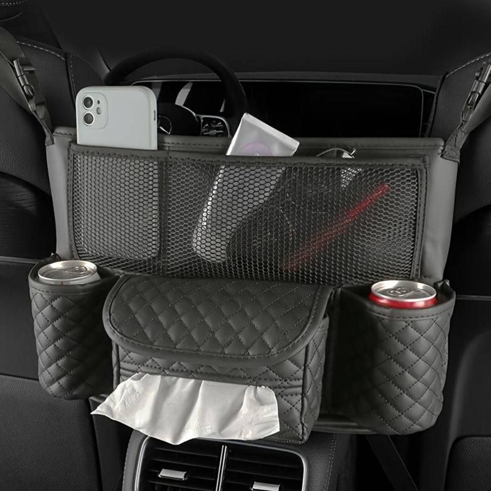 Car Handbag Purse Holder Between Seats Car Consoles Storage Bag Auto Seat Barrier-Brown