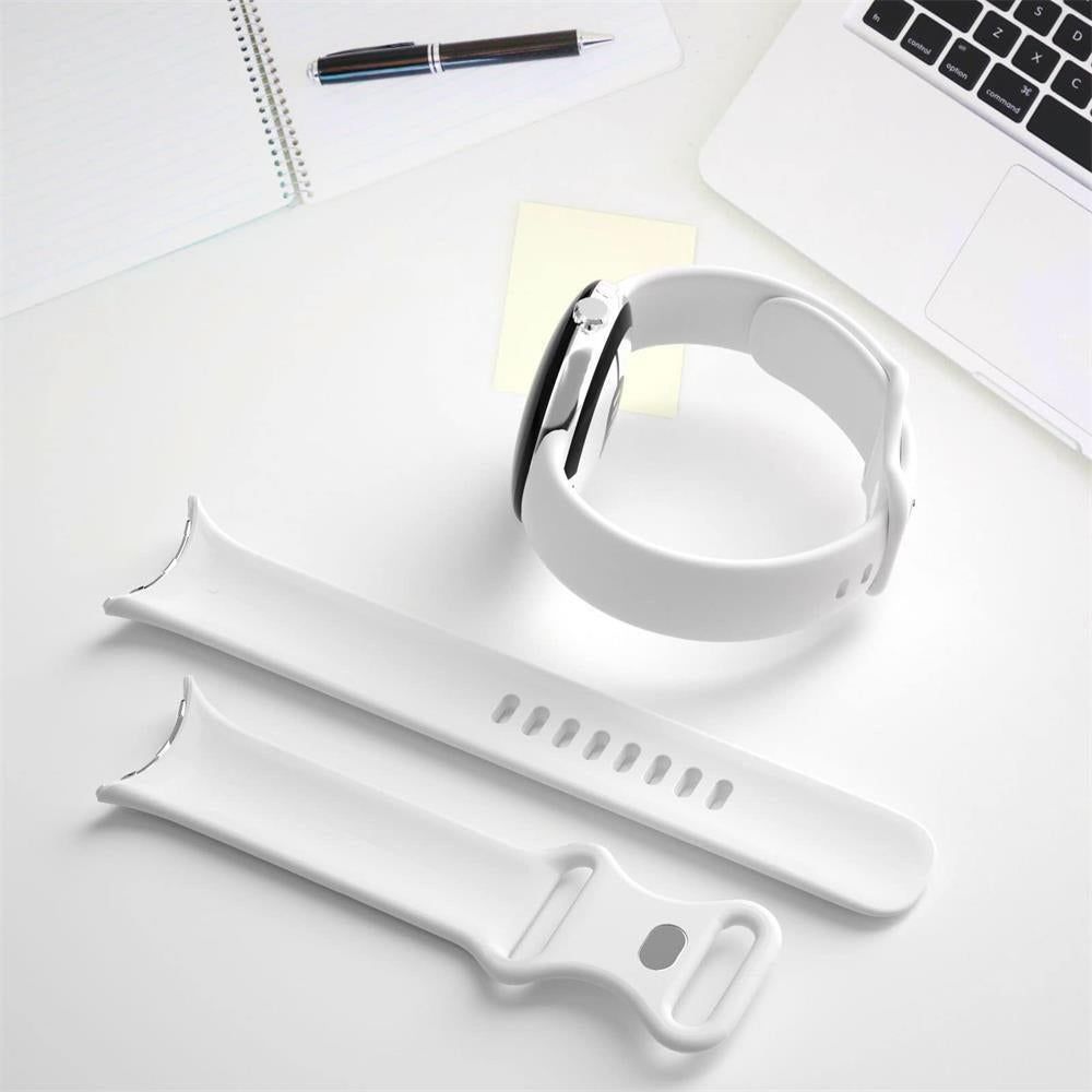 For Google Pixel Watch 1 / 2 Soft Replacement Strap Silicone Sport Watch Band White - L