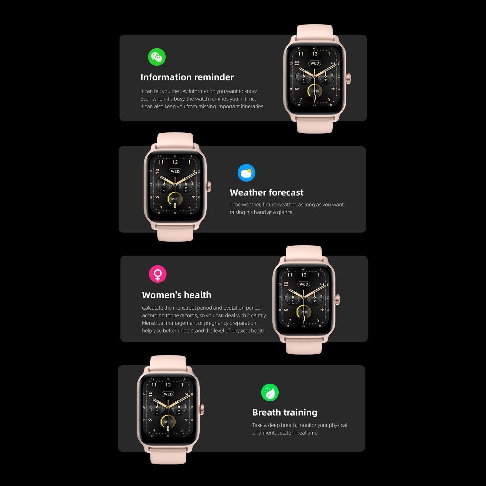 1.8inch Smart Watch IP68 BT5.3 for Android iOS with Heart Rate Monitoring Exercise Records 1pc（Blue）