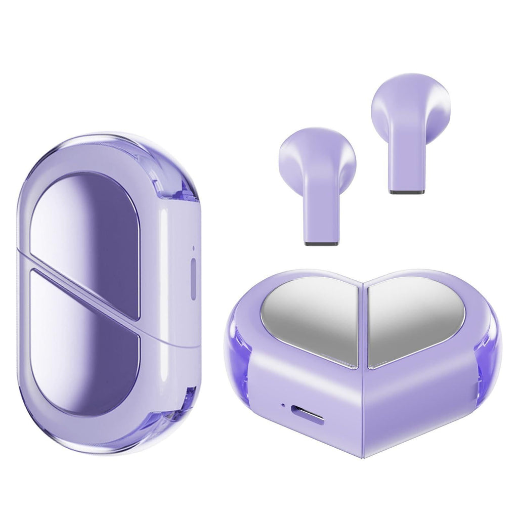 K520 deformable cute heart-shaped bluetooth headset tws compact stereo - blue