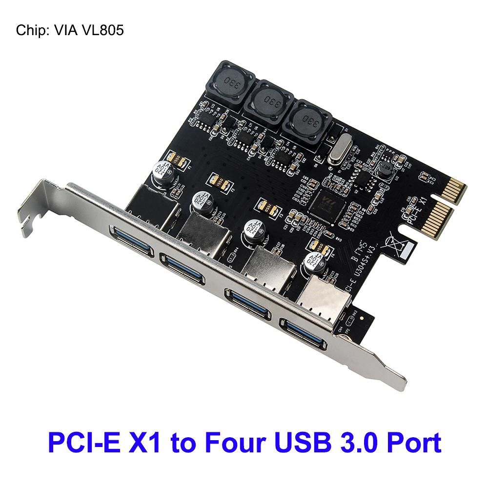 Four Ports USB 3.0 Super Fast 5Gbps PCI-E Expansion Card PCI Express Adapter Converter Card 6A Power Supply Module For Desktop PC