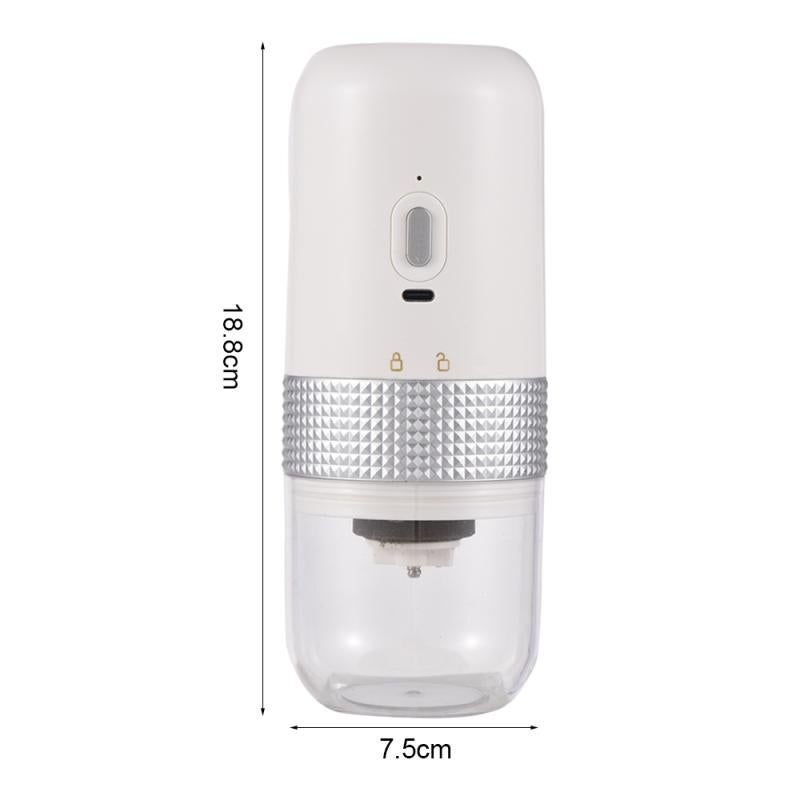 1pc Portable Electric Burr Coffee Grinder Grey 18.8cm 13W USB Rechargeable