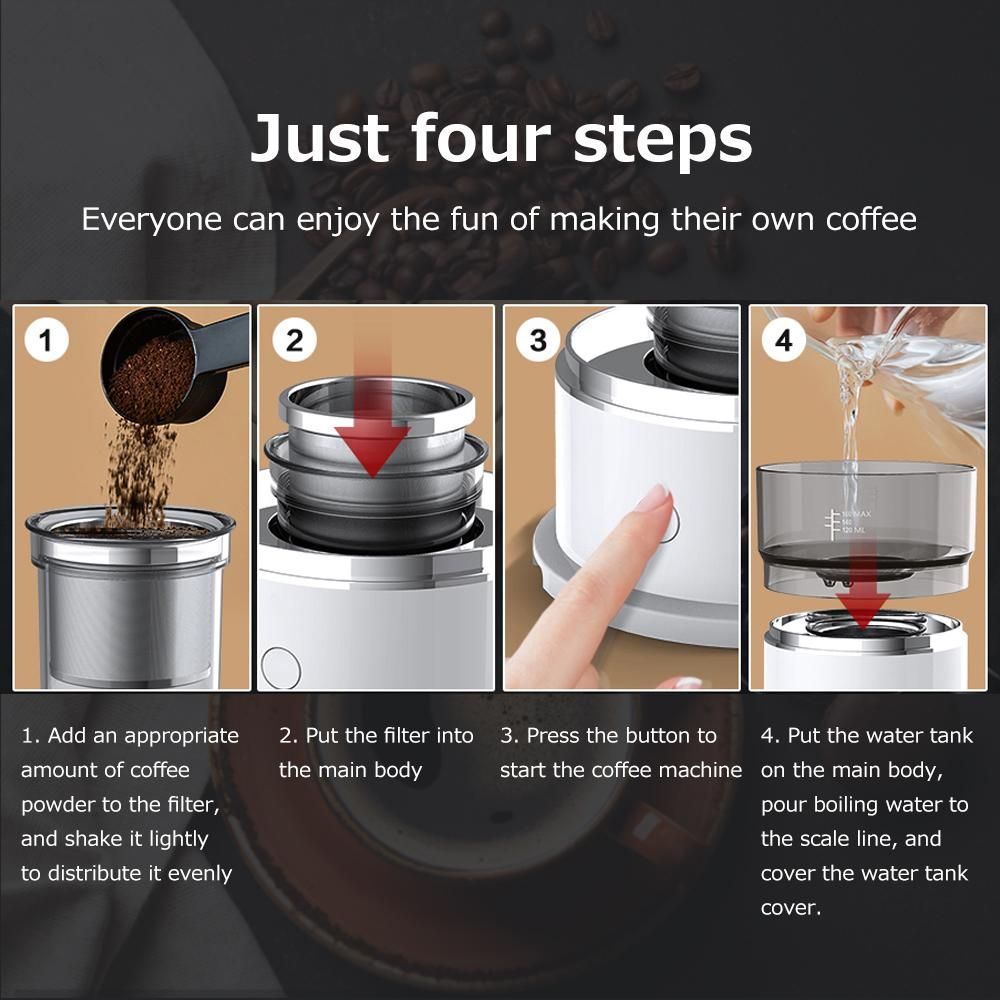 Coffee Maker White 11*10.5*8.5cm Portable Espresso Machine 1pc