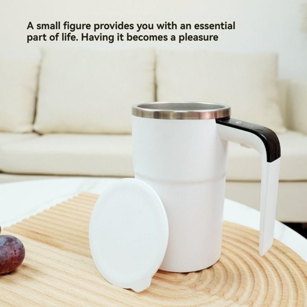 Electric Stirring Cup White 8x13.8cm 380ml with Temperature Display 1pc
