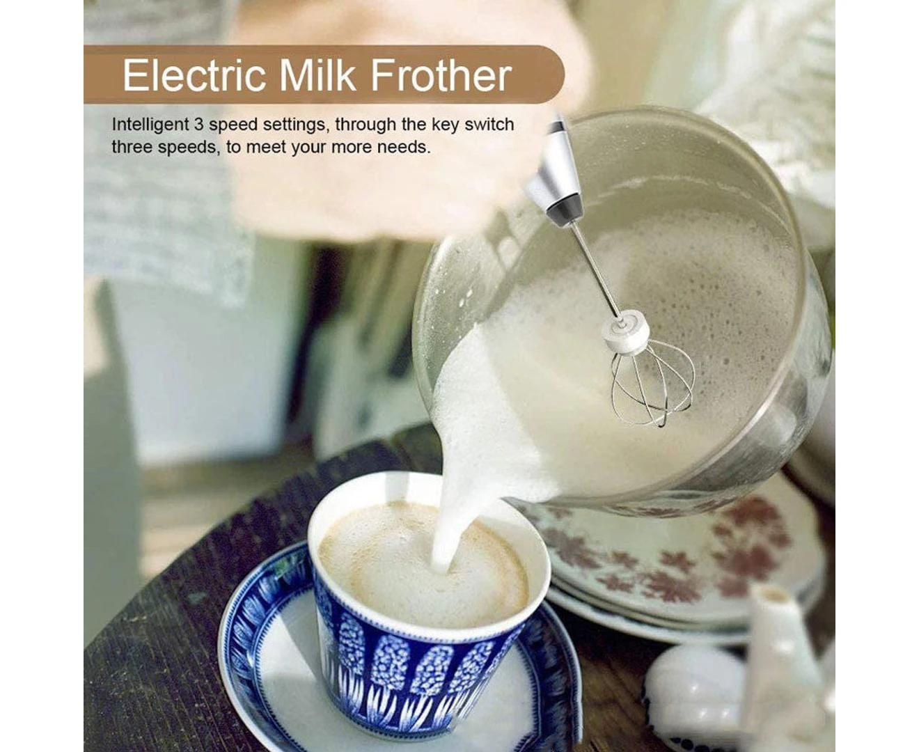Rechargeable Electric Milk Frother 3-Mode Drink Mixer Egg Beater Blender Set 1Pc