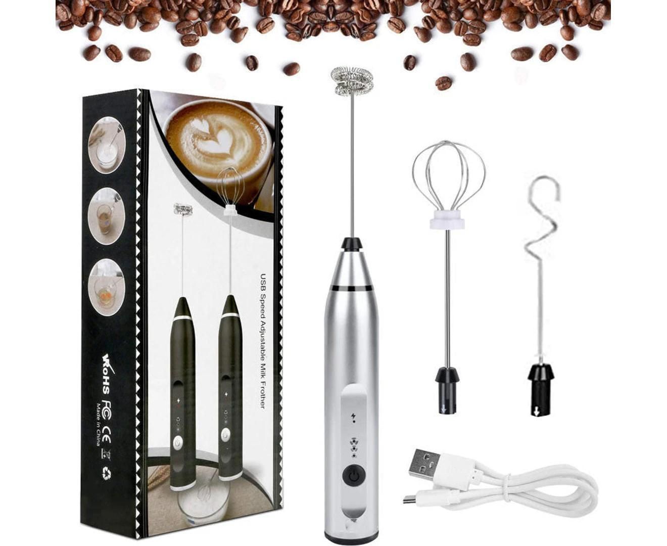 Rechargeable Electric Milk Frother 3-Mode Drink Mixer Egg Beater Blender Set 1Pc