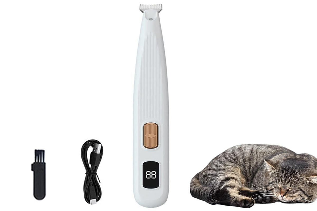Electric Dog Paw Trimmer Digital Display Dual Speed Pet Groomer-White