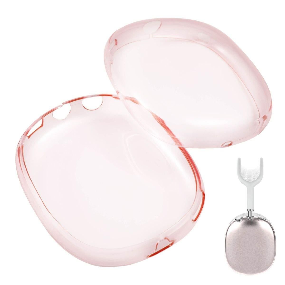 Case Cover for AirPods Max Headphones 2pcs Headphone Clear Case Shockproof Full Cover Protector for Apple AirPods Max -Pink