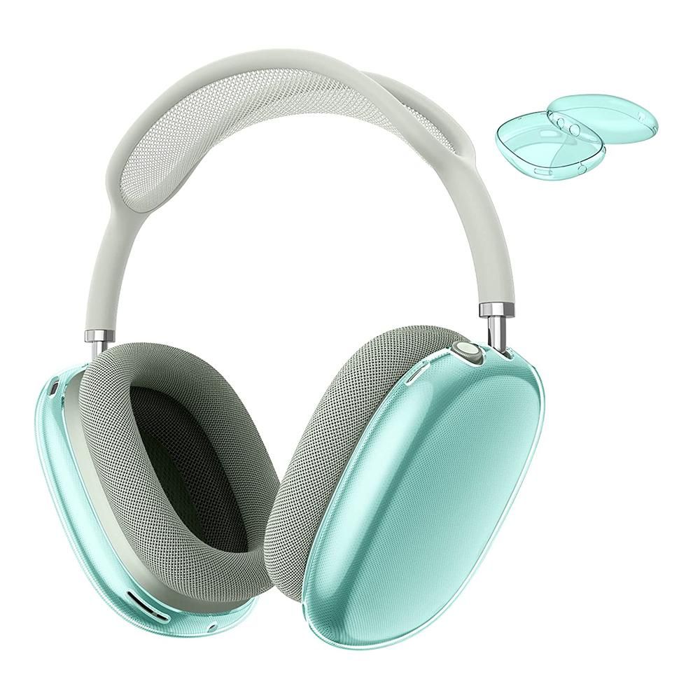 Case Cover for AirPods Max Headphones 2pcs Headphone Clear Case Shockproof Full Cover Protector for Apple AirPods Max -Green