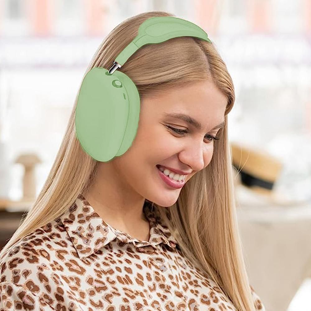 Silicone Case Cover for AirPods Max Headphones Clear Soft Ear Pad Protective Sleeves -Green