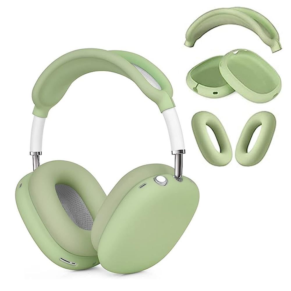Silicone Case Cover for AirPods Max Headphones Clear Soft Ear Pad Protective Sleeves -Green