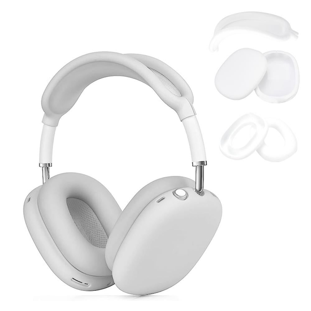 Silicone Case Cover for AirPods Max Headphones Clear Soft Ear Pad Protective Sleeves -White