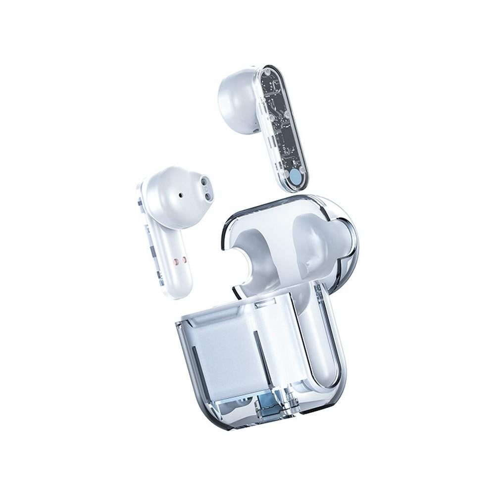 TWS Wireless Earphones 5.3 Bluetooth Headset with Mic HD Sound Auriculares Transparent Cute Half in Ear Headphones -Pink