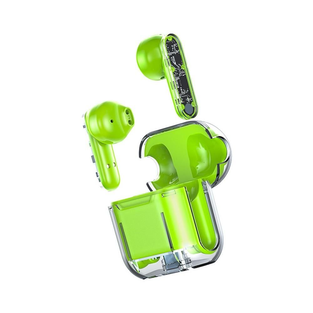 TWS Wireless Earphones 5.3 Bluetooth Headset with Mic HD Sound Auriculares Transparent Cute Half in Ear Headphones -Pink