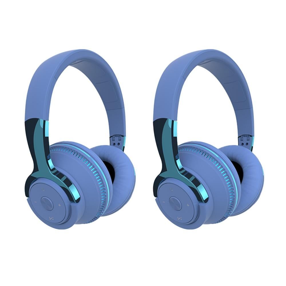 Wireless Bluetooth Headphones Over Ear Foldable Stereo Noise Cancelling Earphone for Travel Home Office -Blue