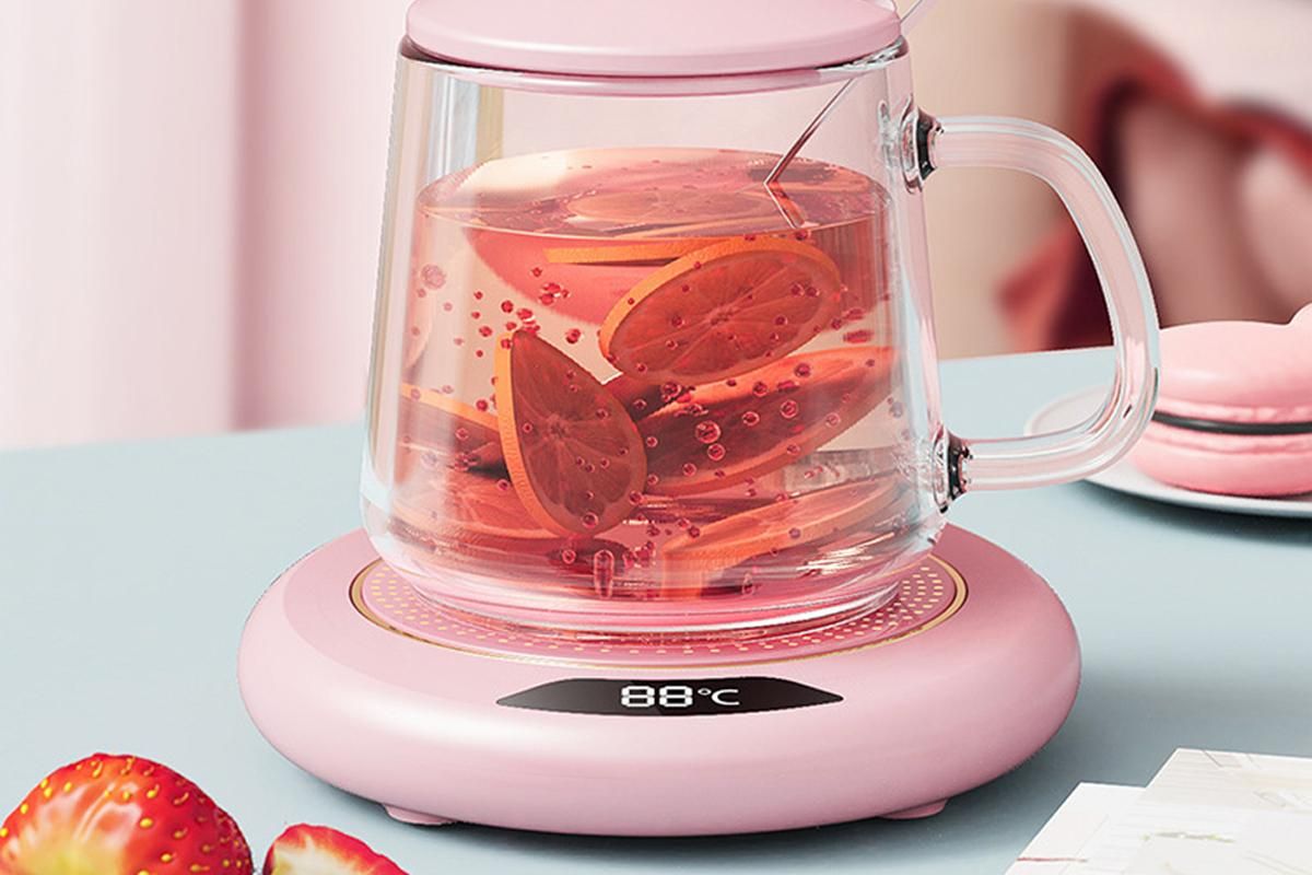 Electric Coffee Mug Warmer USB Cup With 3 Temp Settings-Pink