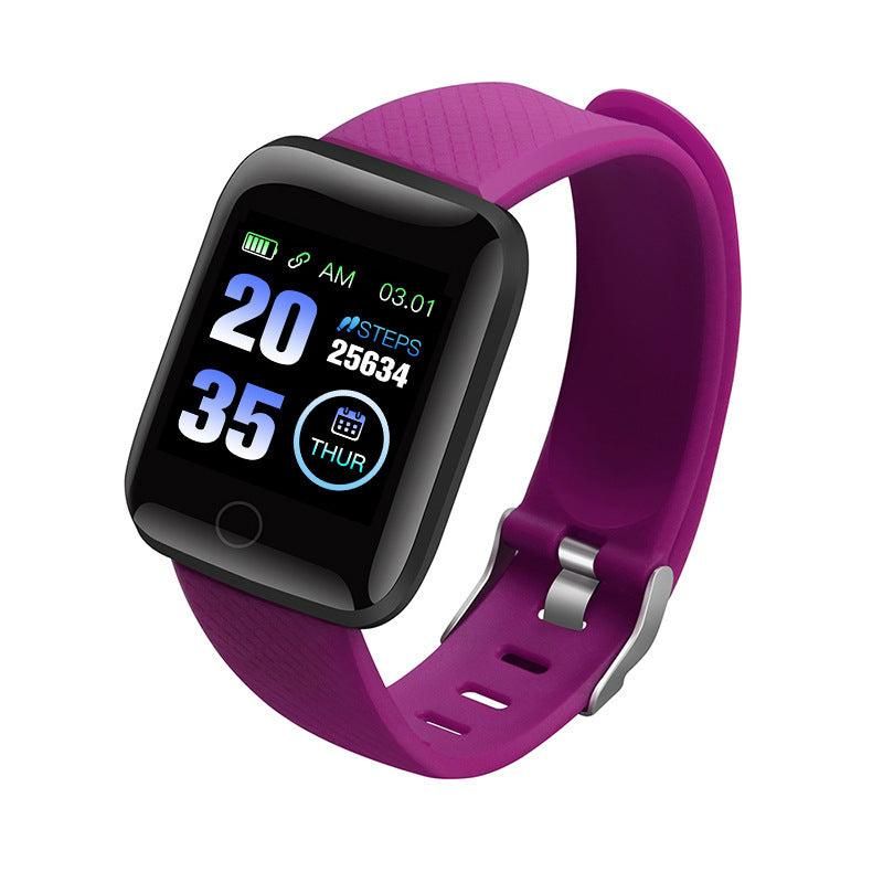 116plus Waterproof Smart Watch Sports Fitness Trackaer with Heart Rate Monitor for Men and Women-Purple