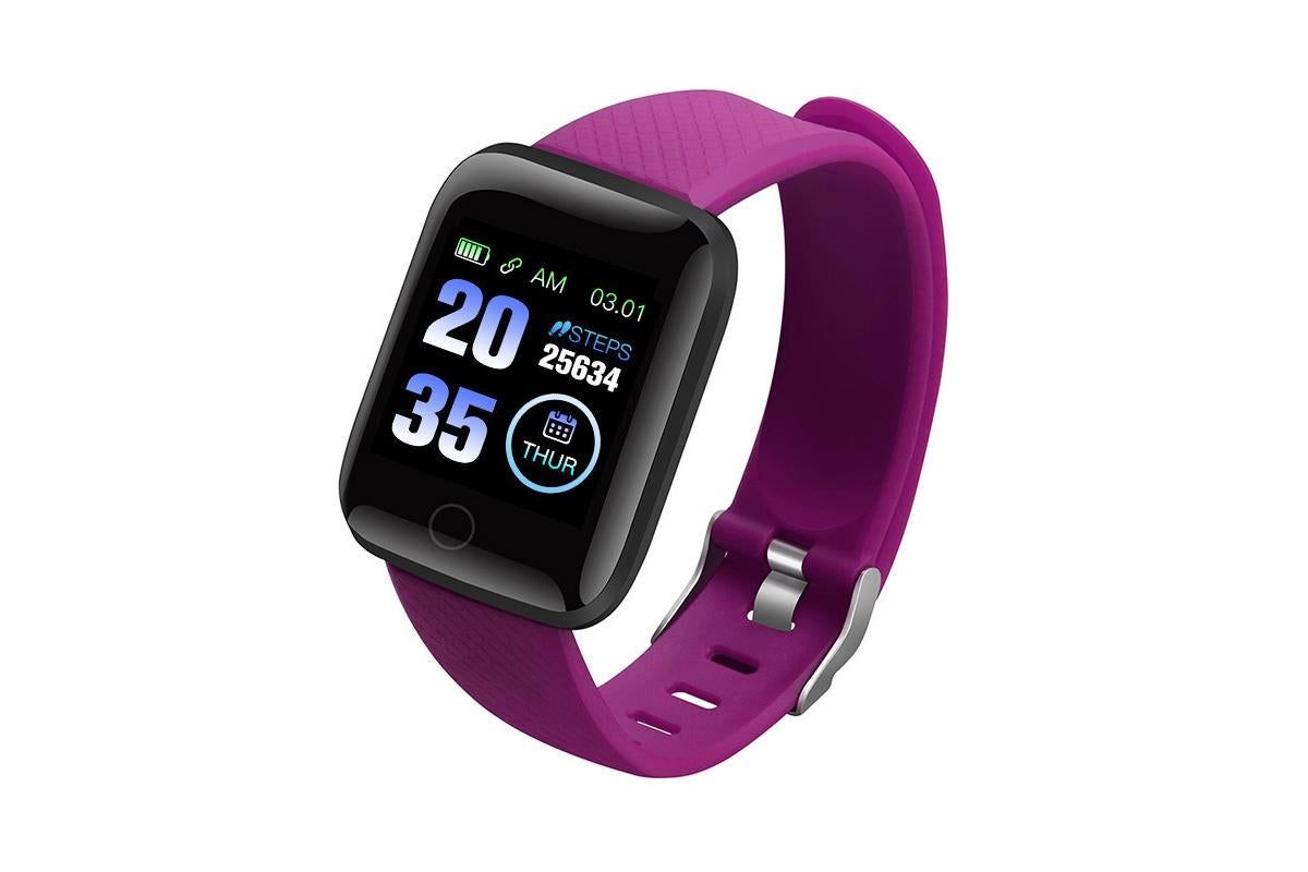 116plus Waterproof Smart Watch Sports Fitness Trackaer with Heart Rate Monitor for Men and Women-Red