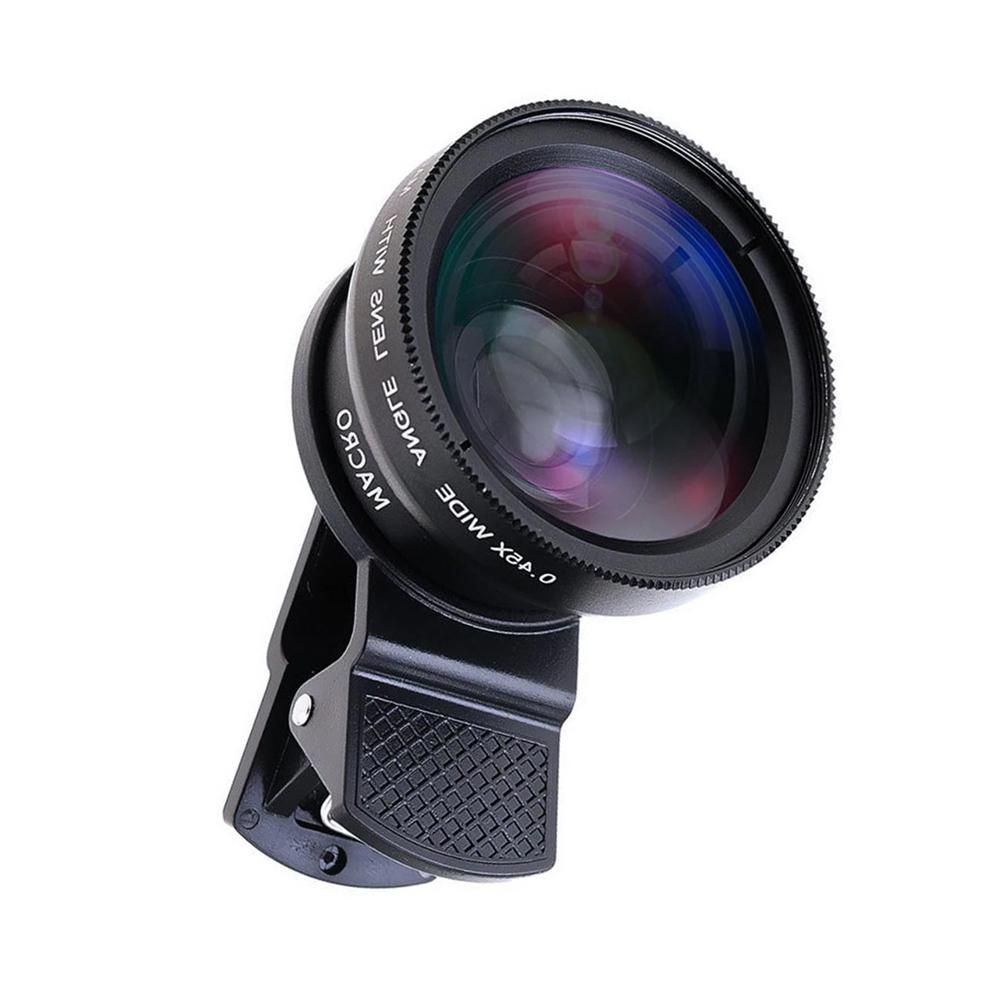 Cell Phone Camera Lens 2 in1 Portable Wide Angle Macro Cell Phone Camera Lens Kit -Black