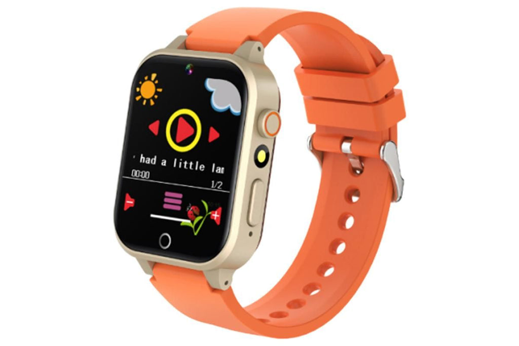 Kids Smart Watch Touch Screen Elastic Strap Smartwatch With Video Camera Pedometer-Orange
