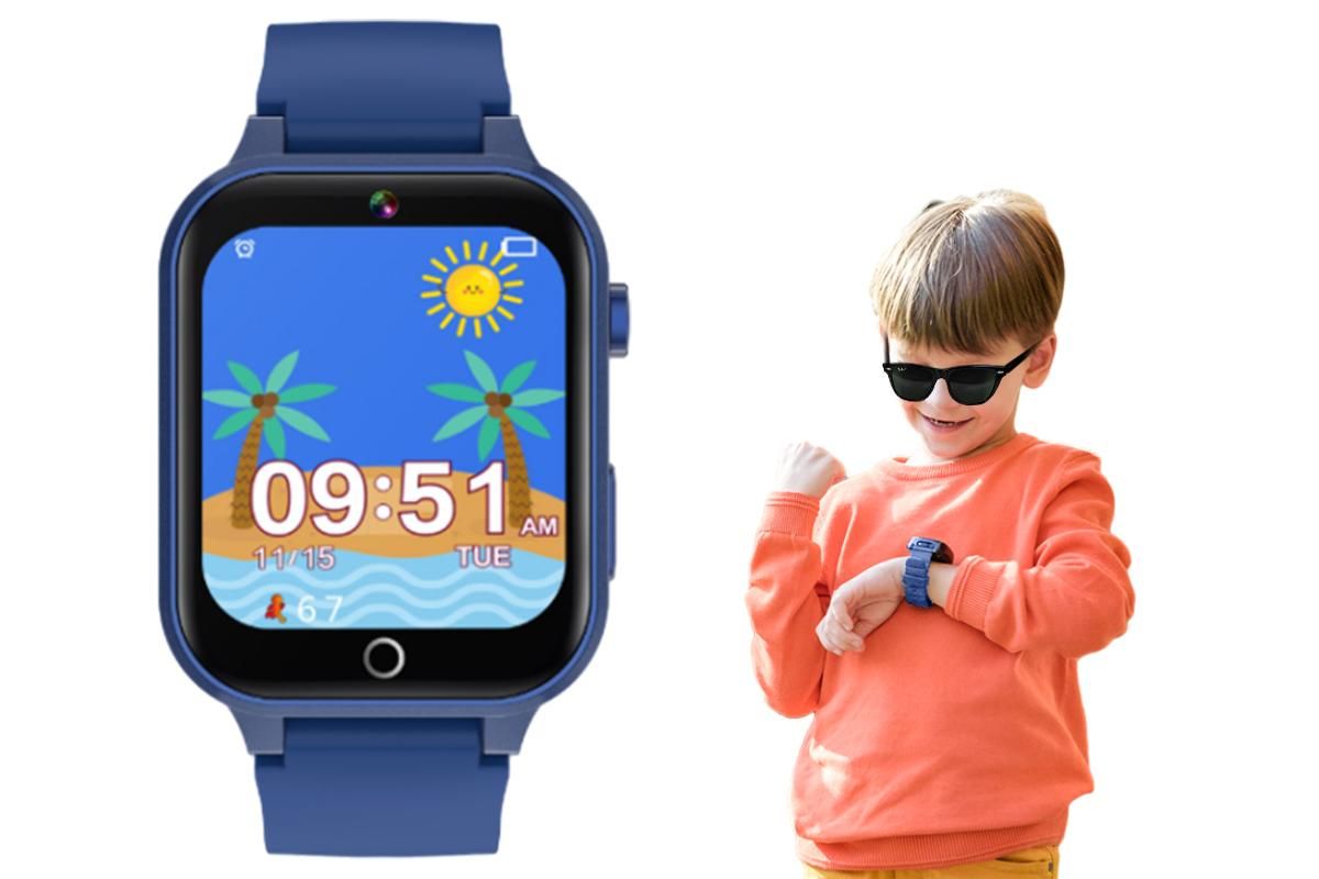 Kids Smart Watch Touch Screen Elastic Strap Smartwatch With Video Camera Pedometer-Orange