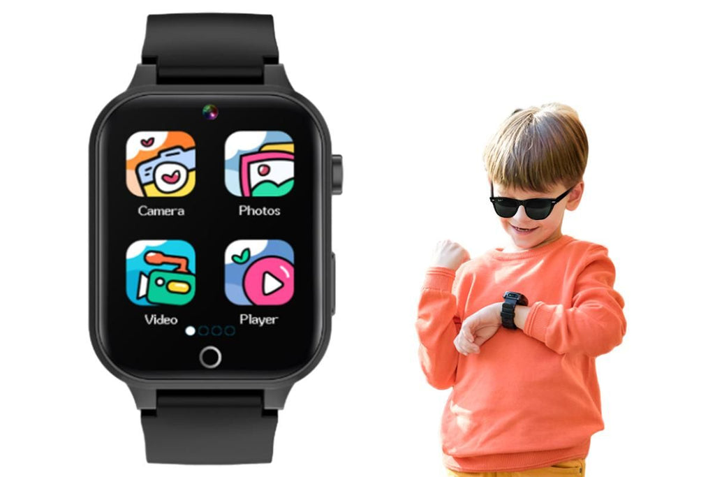 Kids Smart Watch Touch Screen Elastic Strap Smartwatch With Video Camera Pedometer-Orange