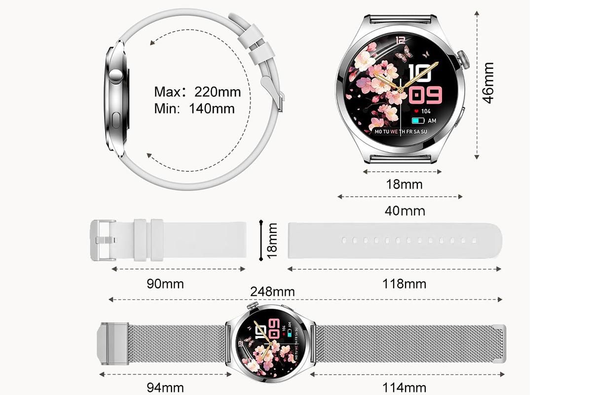 Smart Watch for Women Waterproof Smartwatch 100+ Sports Fitness Tracker-Silver