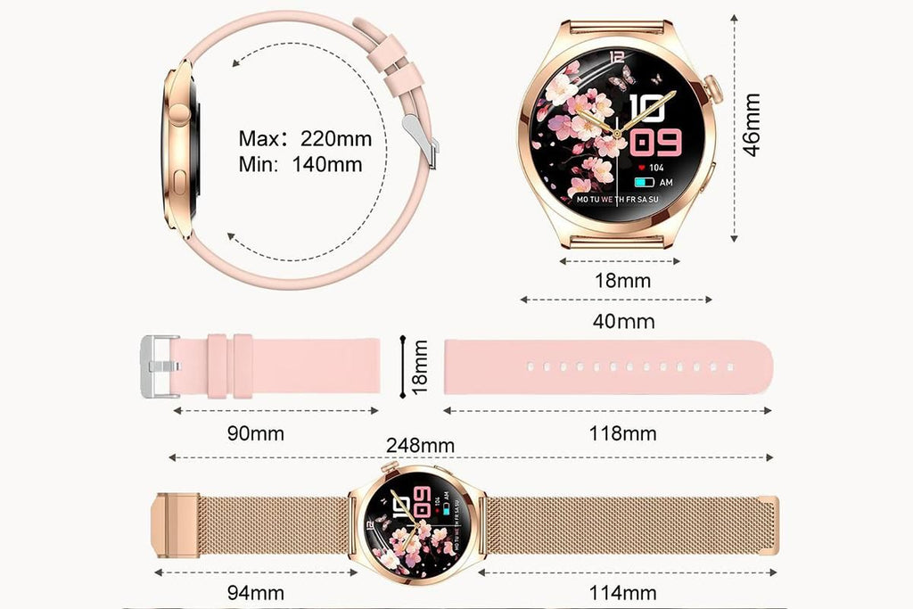 Smart Watch for Women Waterproof Smartwatch 100+ Sports Fitness Tracker-Gold