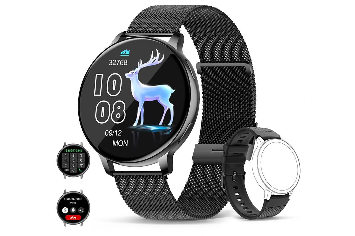 Smart Watch with Bluetooth Call and Sleep Monitor Fitness Tracker Watch-Black