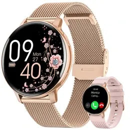 Smart Watch with Bluetooth Call and Sleep Monitor Fitness Tracker Watch-Gold