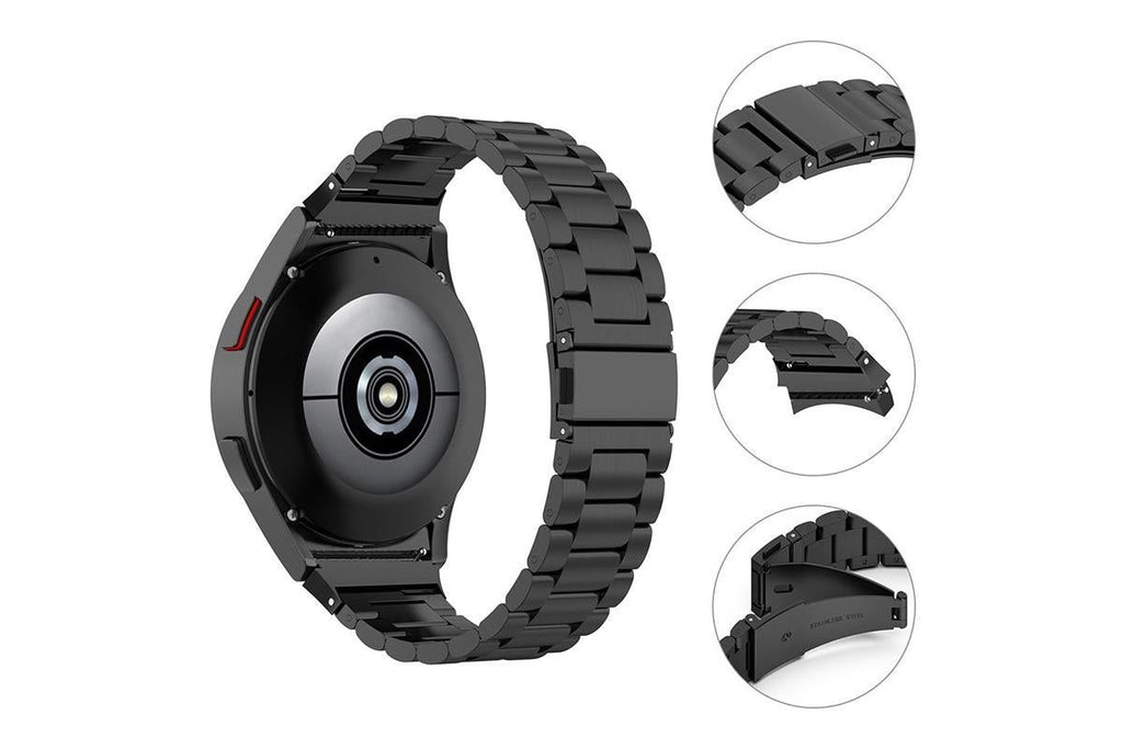 Solid Rugged Stainless Steel Band Compatible With Samsung Galaxy Watch 6 5 4-Black