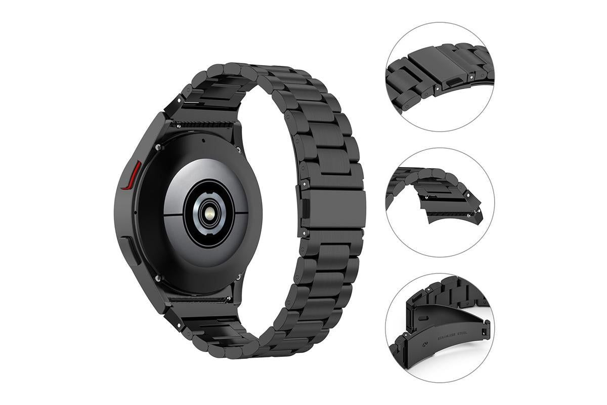 Solid Rugged Stainless Steel Band Compatible With Samsung Galaxy Watch 6 5 4-Black