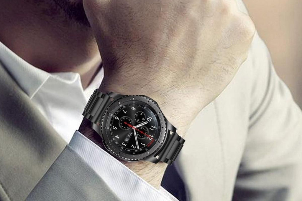 Stainless Steel Replacement Band for Samsung Gear S3 Strap-Black 22mm