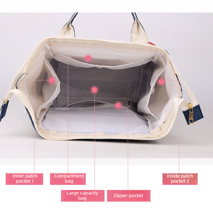 Large Capacity Dry/Wet Separate Nylon Backpack, Multifunctional Portable, Multi-Pocket Baby Diaper Bag Handbag - Gray