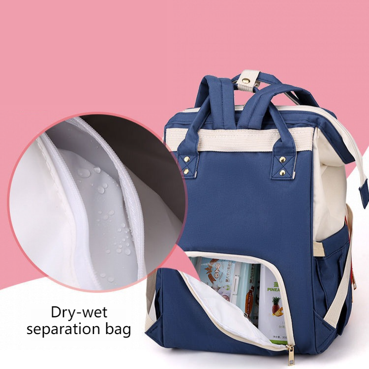 Large Capacity Dry/Wet Separate Nylon Backpack, Multifunctional Portable, Multi-Pocket Baby Diaper Bag Handbag - Gray